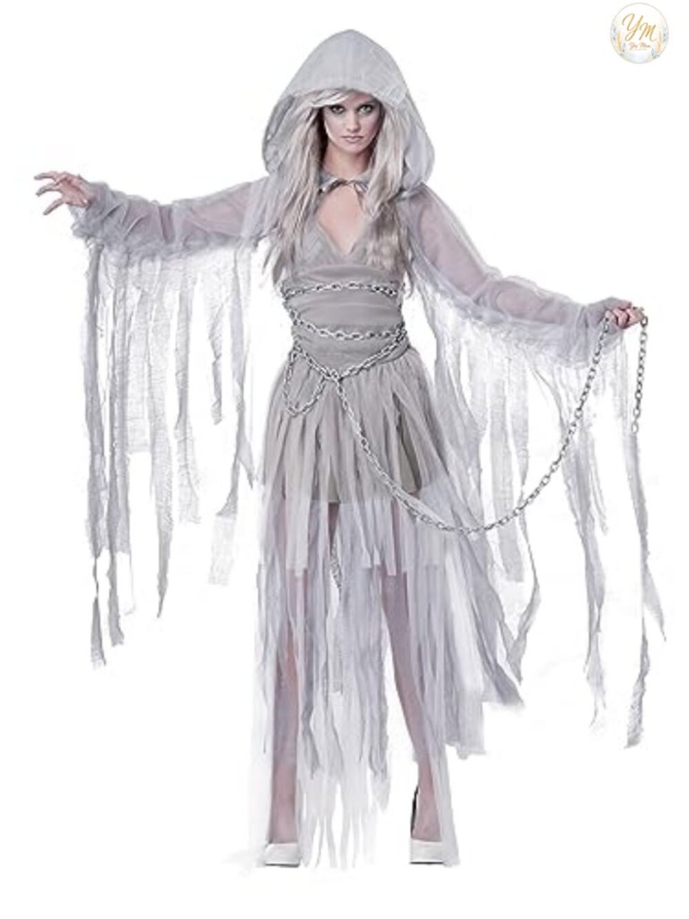 Knit Halloween Costume Cape with Hood and Chains Dress 3-Piece Set